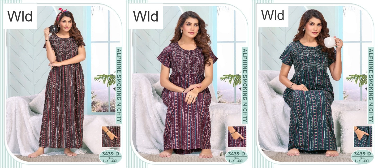 Design 3439 Wld Alpine Night Gowns Exporter Gujarat