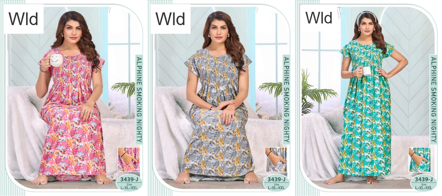 Design 3439 Wld Alpine Night Gowns Exporter Gujarat