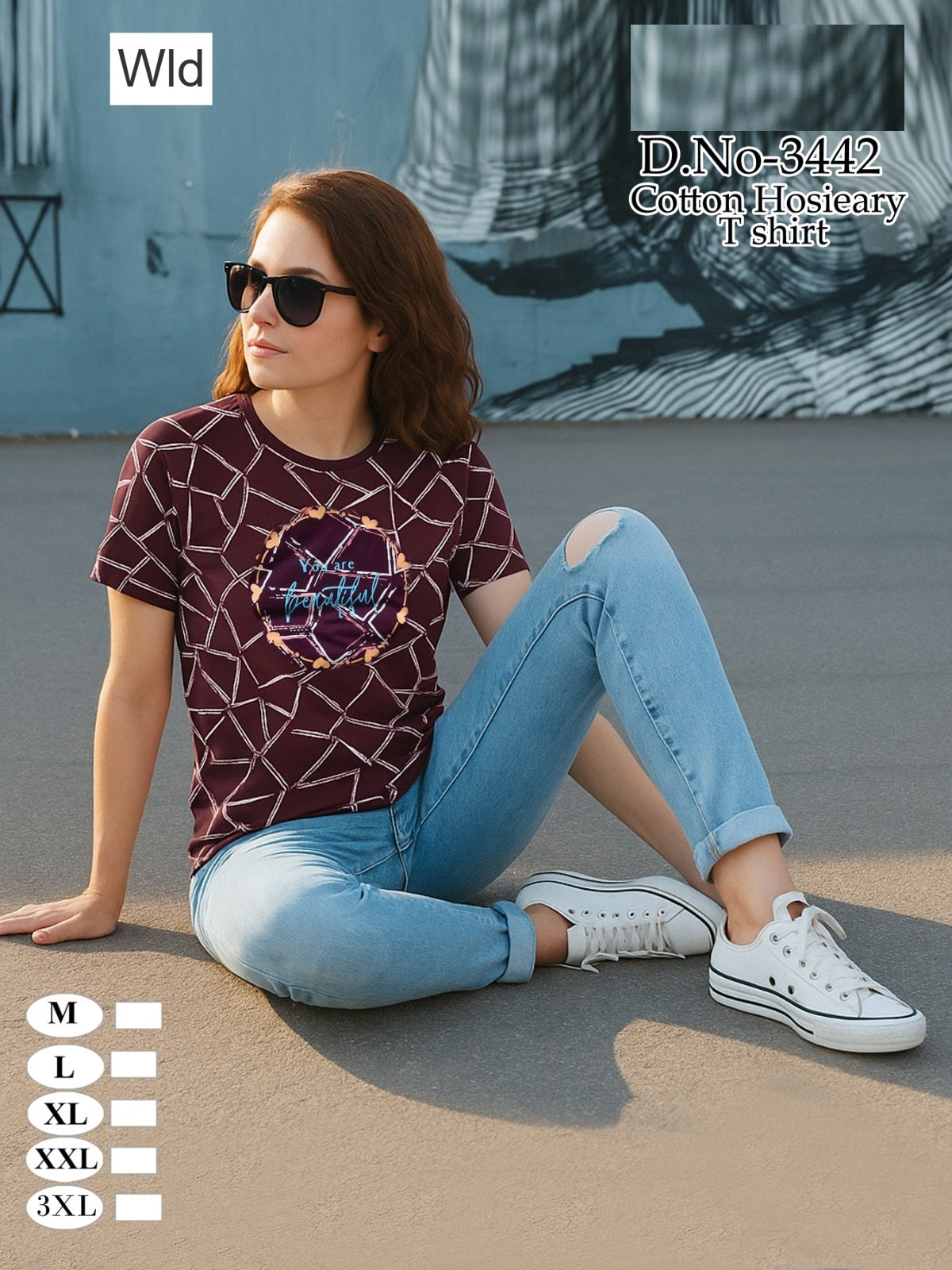 Design 3442 Wld Cotton Women Tshirt Wholesale Rate