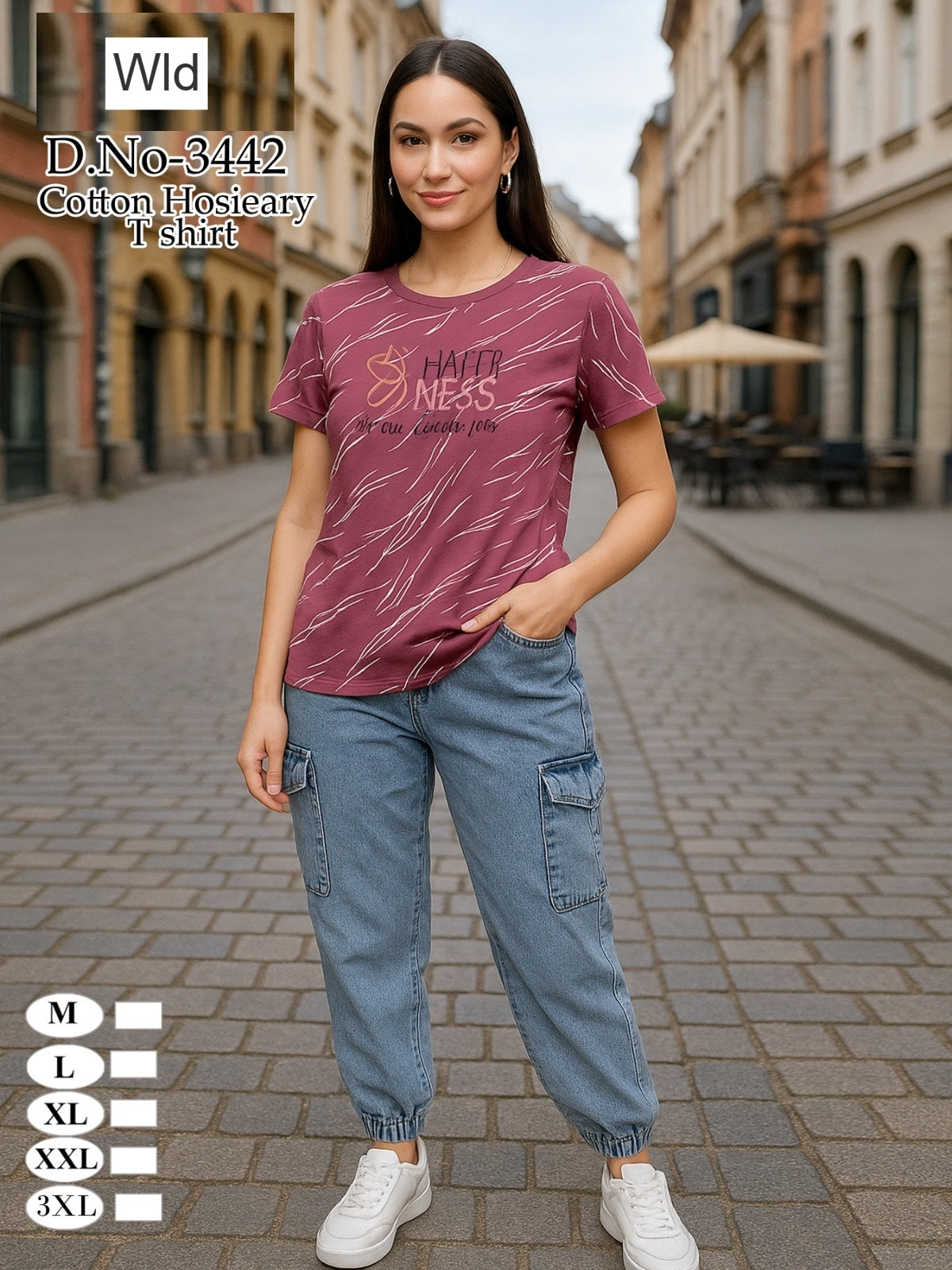 Design 3442 Wld Cotton Women Tshirt Wholesale Rate