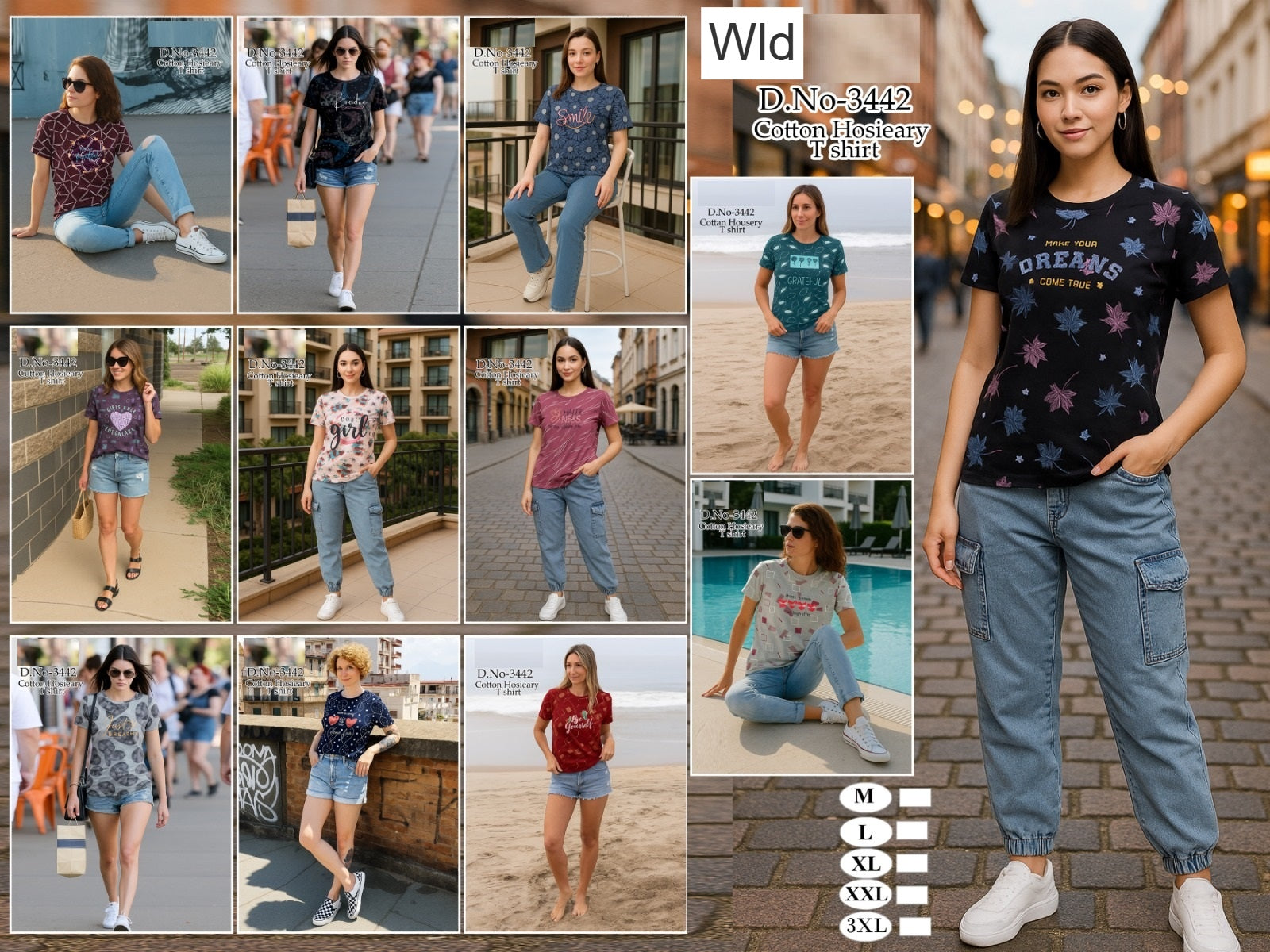 Design 3442 Wld Cotton Women Tshirt Wholesale Rate
