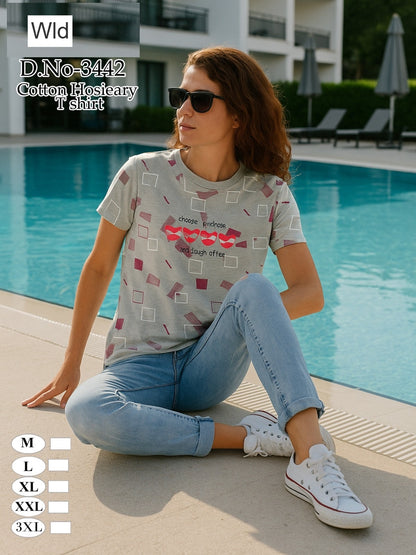 Design 3442 Wld Cotton Women Tshirt Wholesale Rate