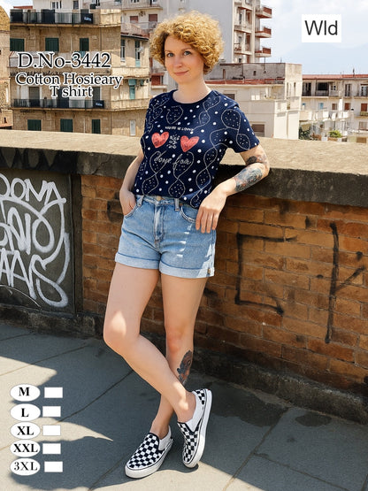 Design 3442 Wld Cotton Women Tshirt Wholesale Rate