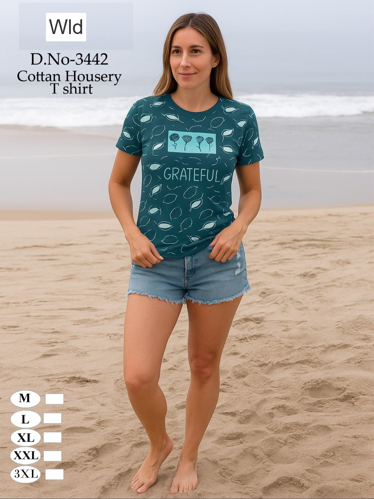 Design 3442 Wld Cotton Women Tshirt Wholesale Rate
