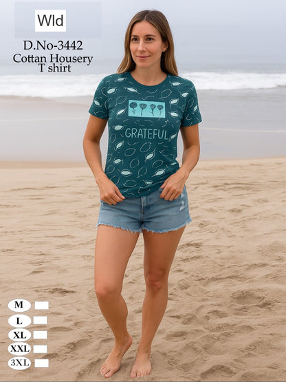 Design 3442 Wld Cotton Women Tshirt Wholesale Rate