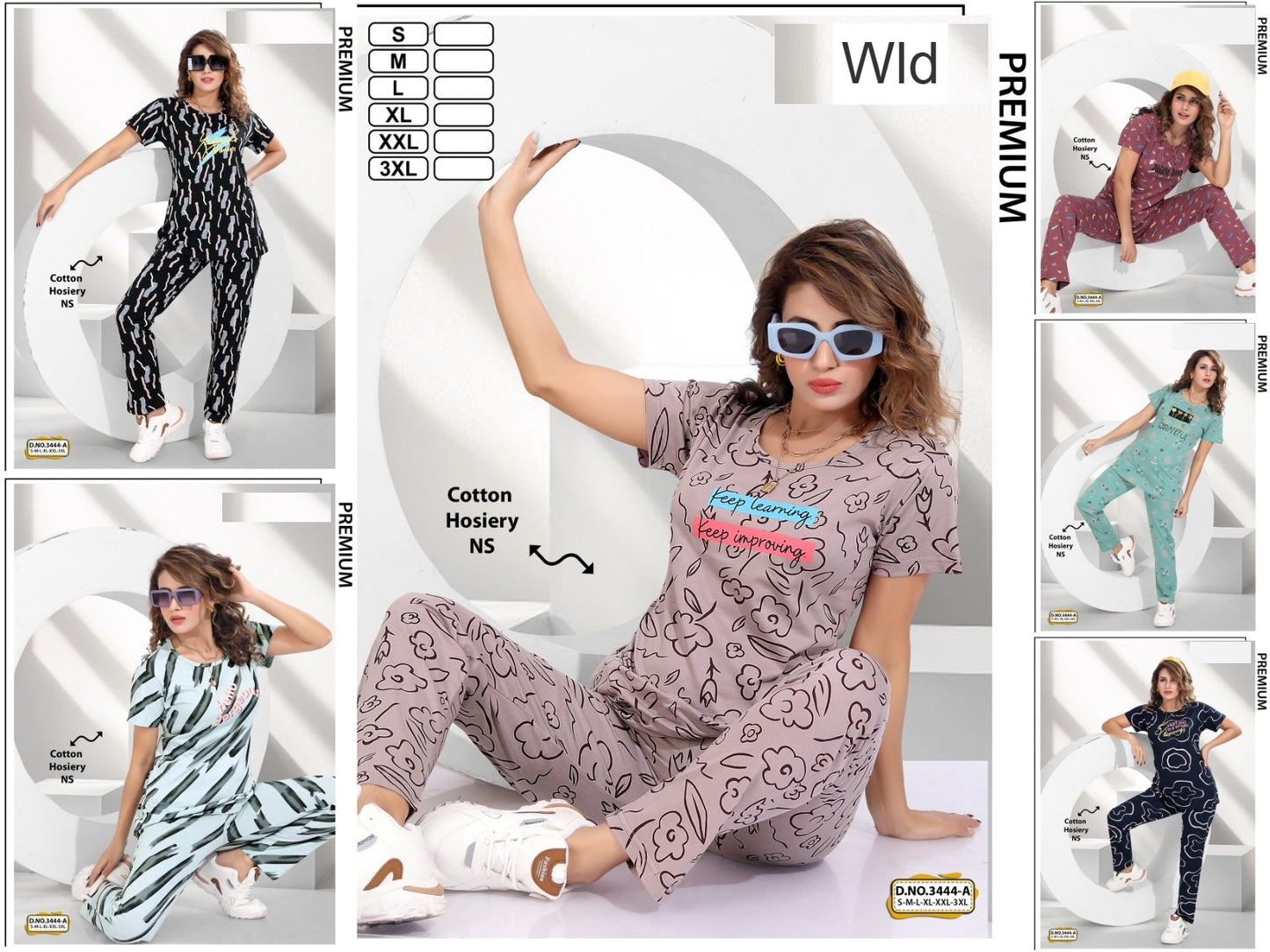 Design 3444 A Wld Cotton Pyjama Night Suits Supplier