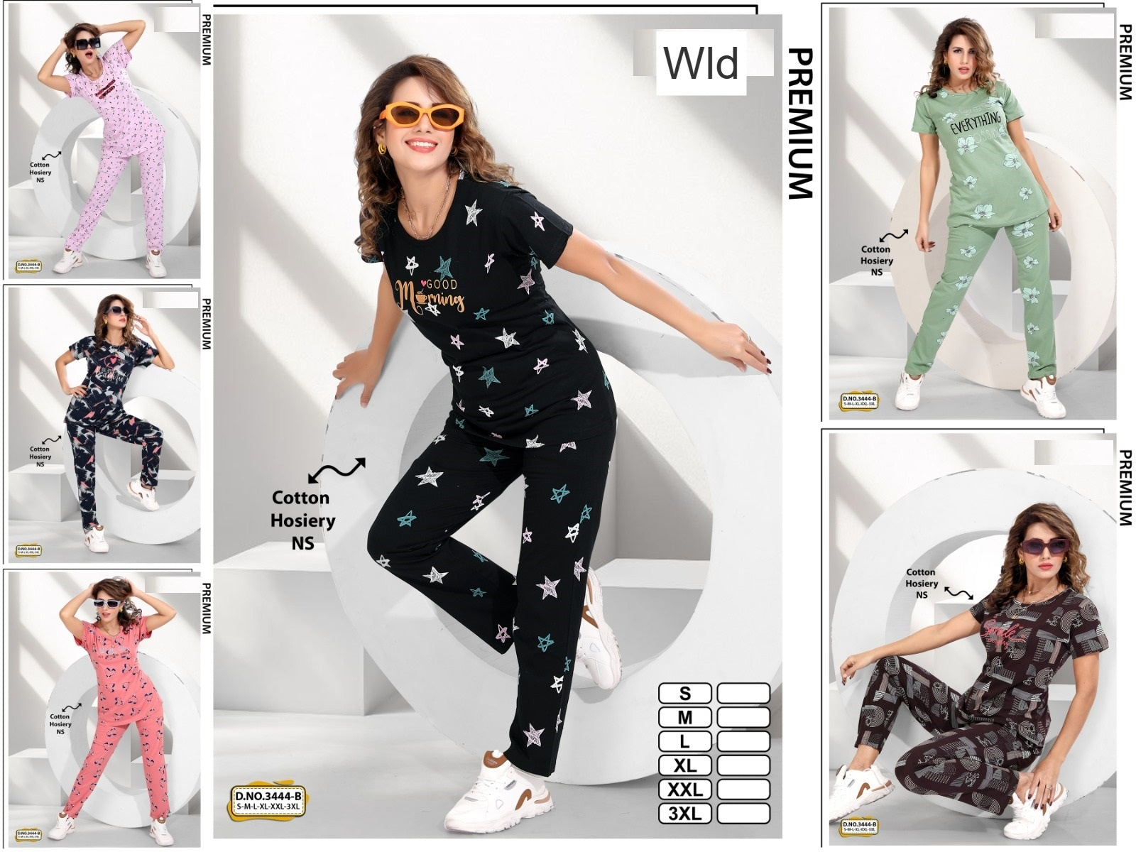 Design 3444 B Wld Cotton Pyjama Night Suits Exporter