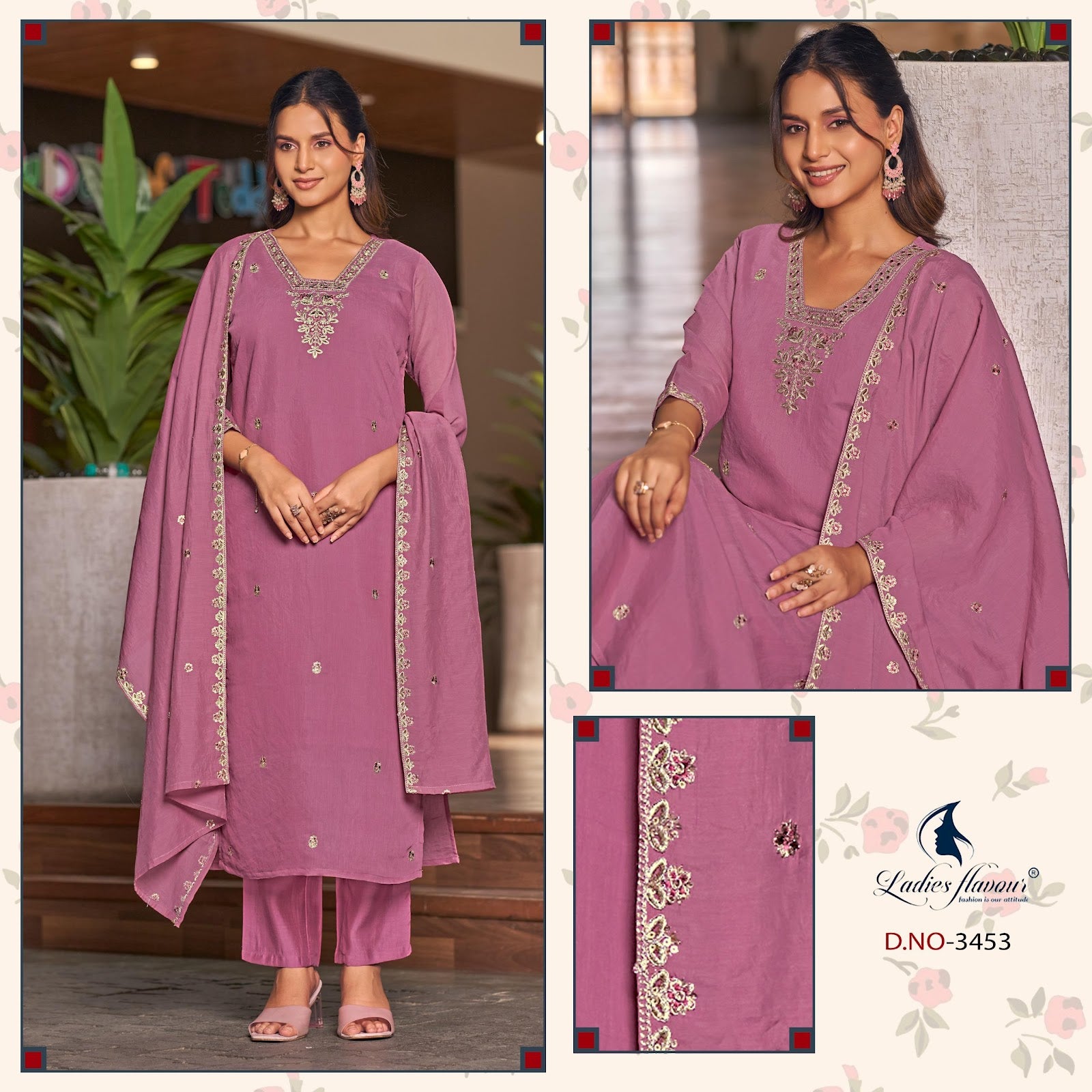Design 3451 To 3453 Ladyf Chanderi Readymade Pant Style Suits Manufacturer