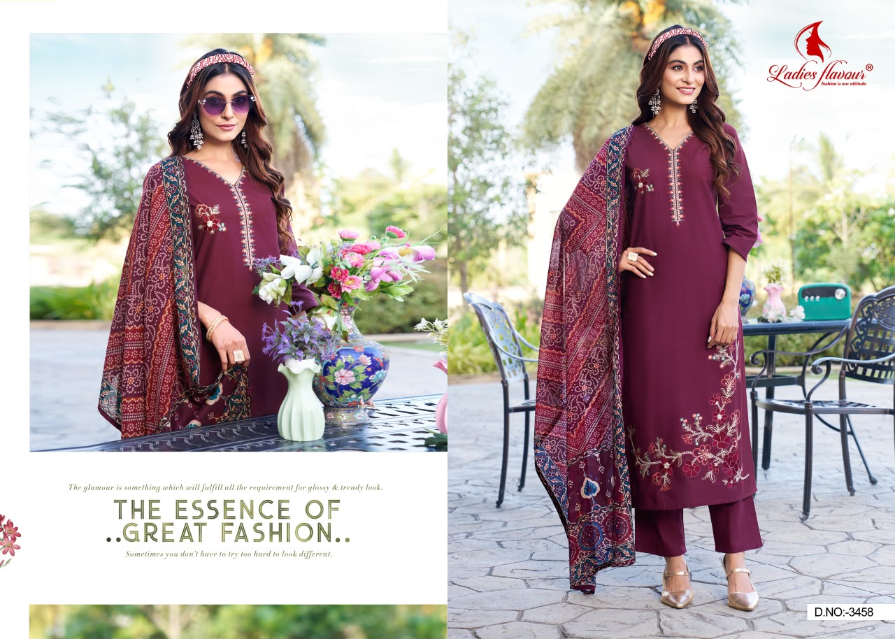 Design 3457-3458 Ladyf Readymade Cotton Pant Suits Exporter Gujarat