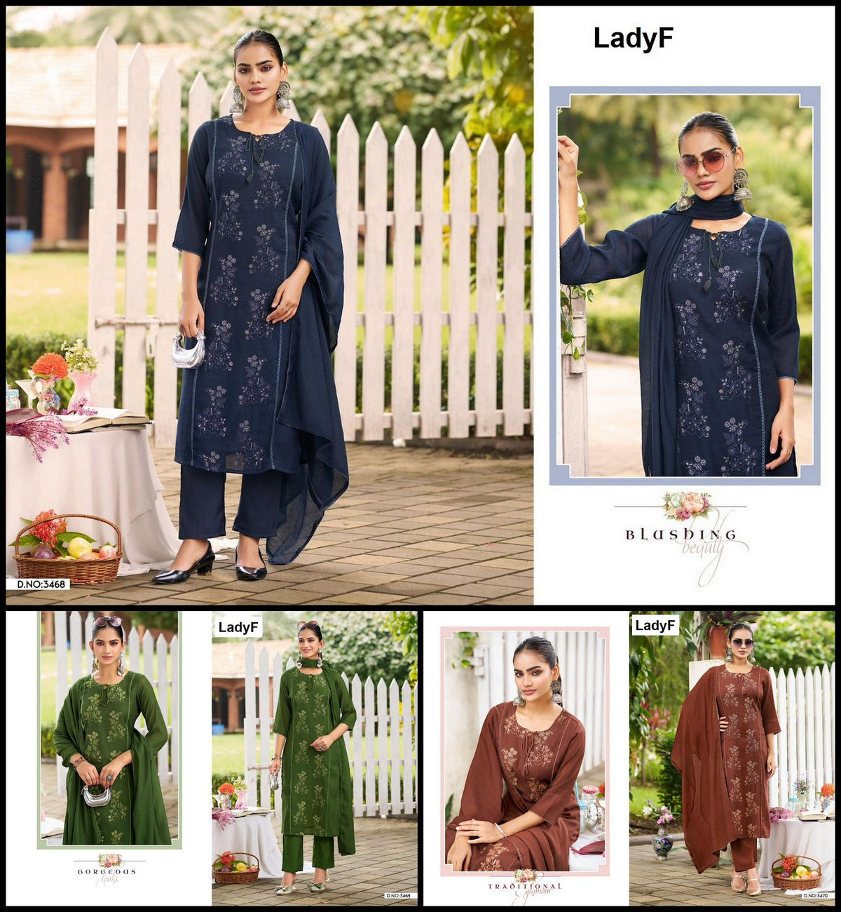 Design 3468 To 3470 Ladyf Mul Readymade Pant Style Suits Wholesaler India