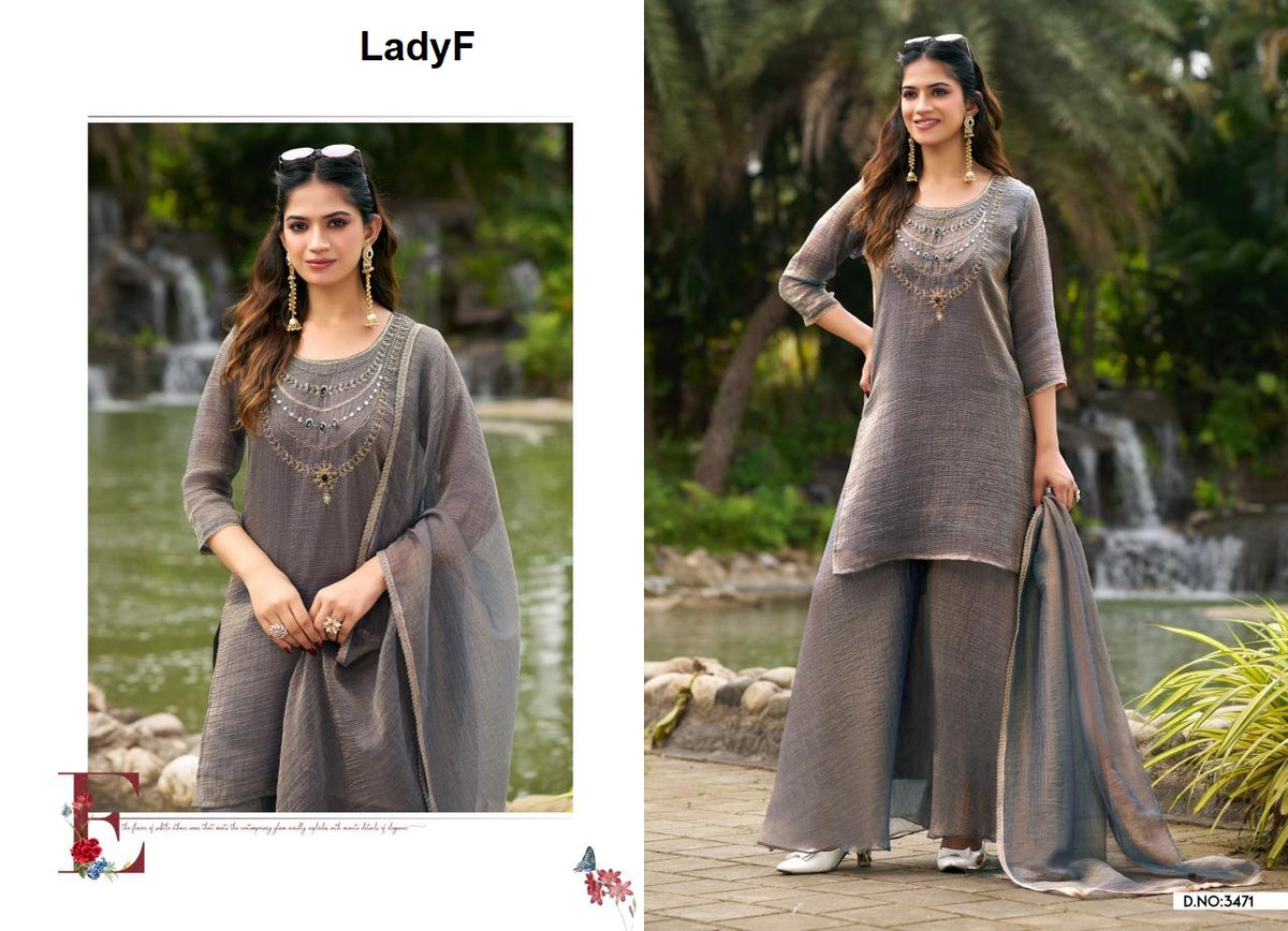 Design 3471 To 3473 Ladyf Salsa Readymade Plazzo Style Suits Supplier Gujarat