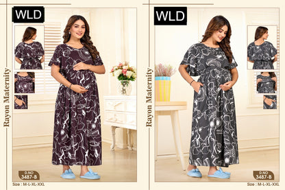 Design 3487 Wld Reyon Feeding Night Gown Exporter Ahmedabad