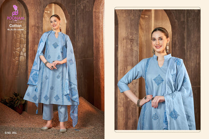 Design 351-354 Poonam Designer Cotton Readymade Anarkali Suits Wholesale