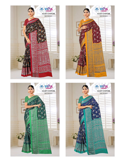Design 35232 Vipul Chiffon Sarees Wholesale Price