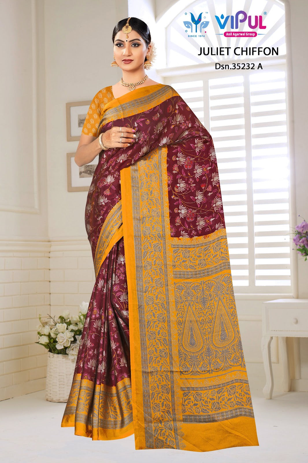 Design 35232 Vipul Chiffon Sarees Wholesale Price