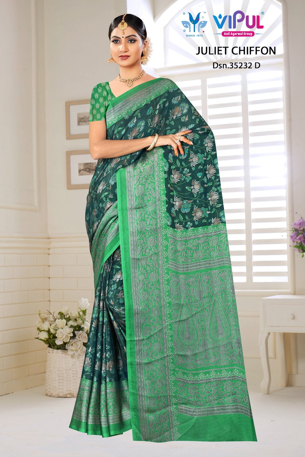 Design 35232 Vipul Chiffon Sarees Wholesale Price