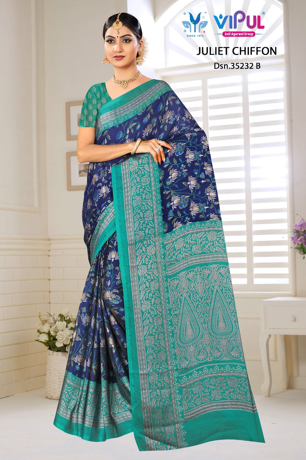 Design 35232 Vipul Chiffon Sarees Wholesale Price