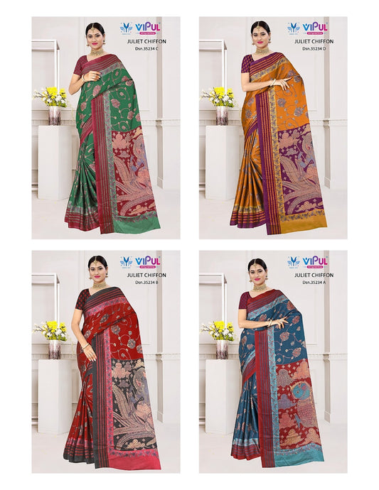 Design 35234 Vipul Chiffon Sarees Exporter Ahmedabad