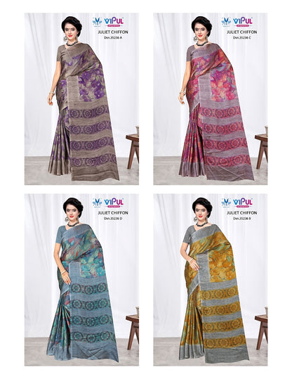 Design 35236 Vipul Chiffon Sarees Manufacturer Ahmedabad