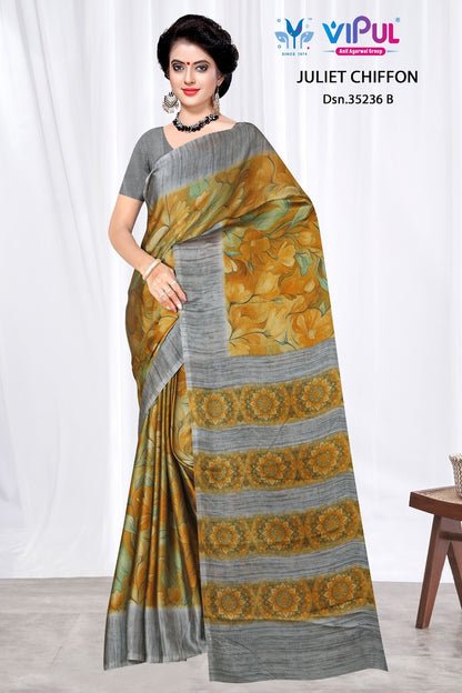 Design 35236 Vipul Chiffon Sarees Manufacturer Ahmedabad