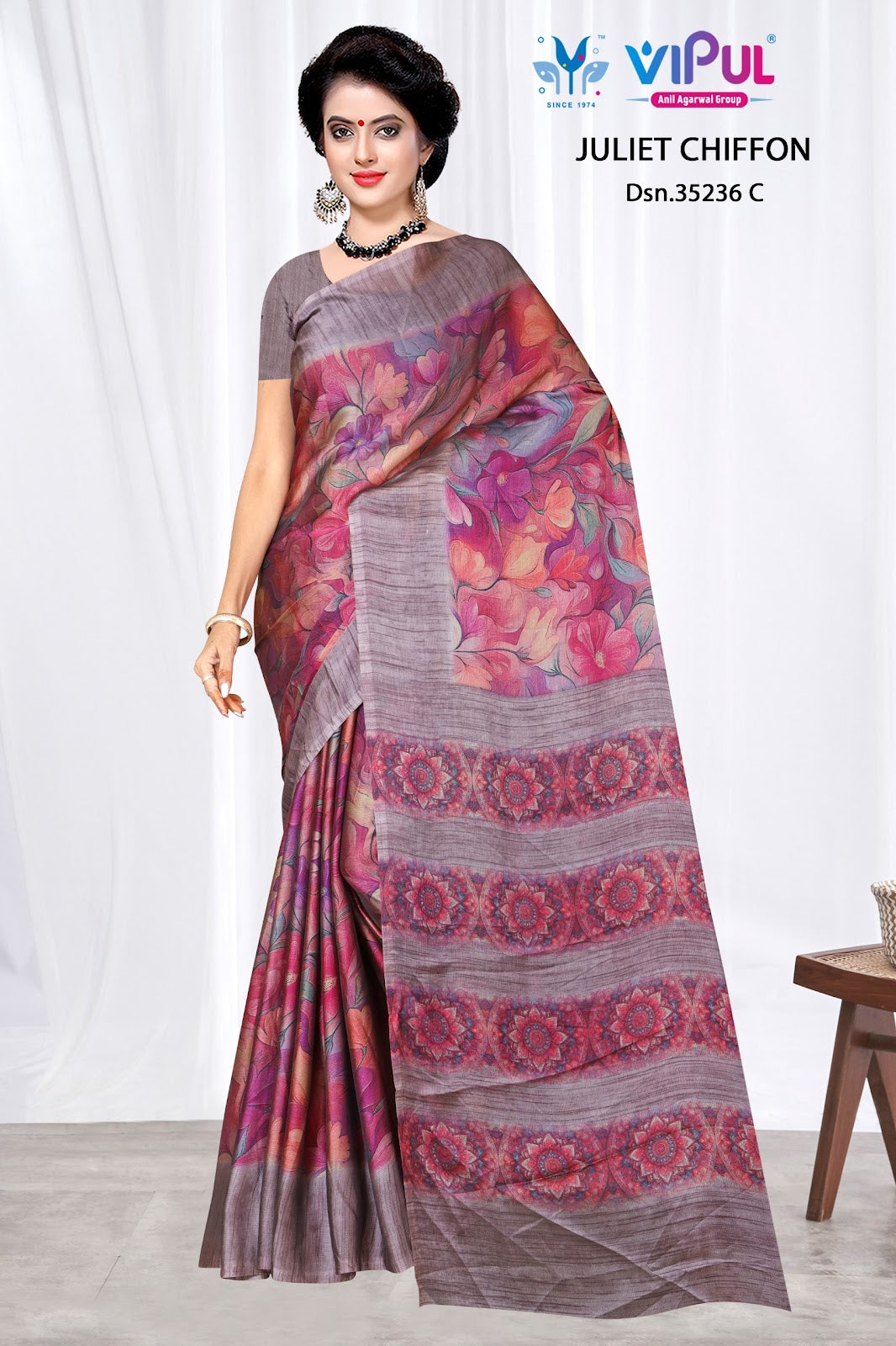 Design 35236 Vipul Chiffon Sarees Manufacturer Ahmedabad