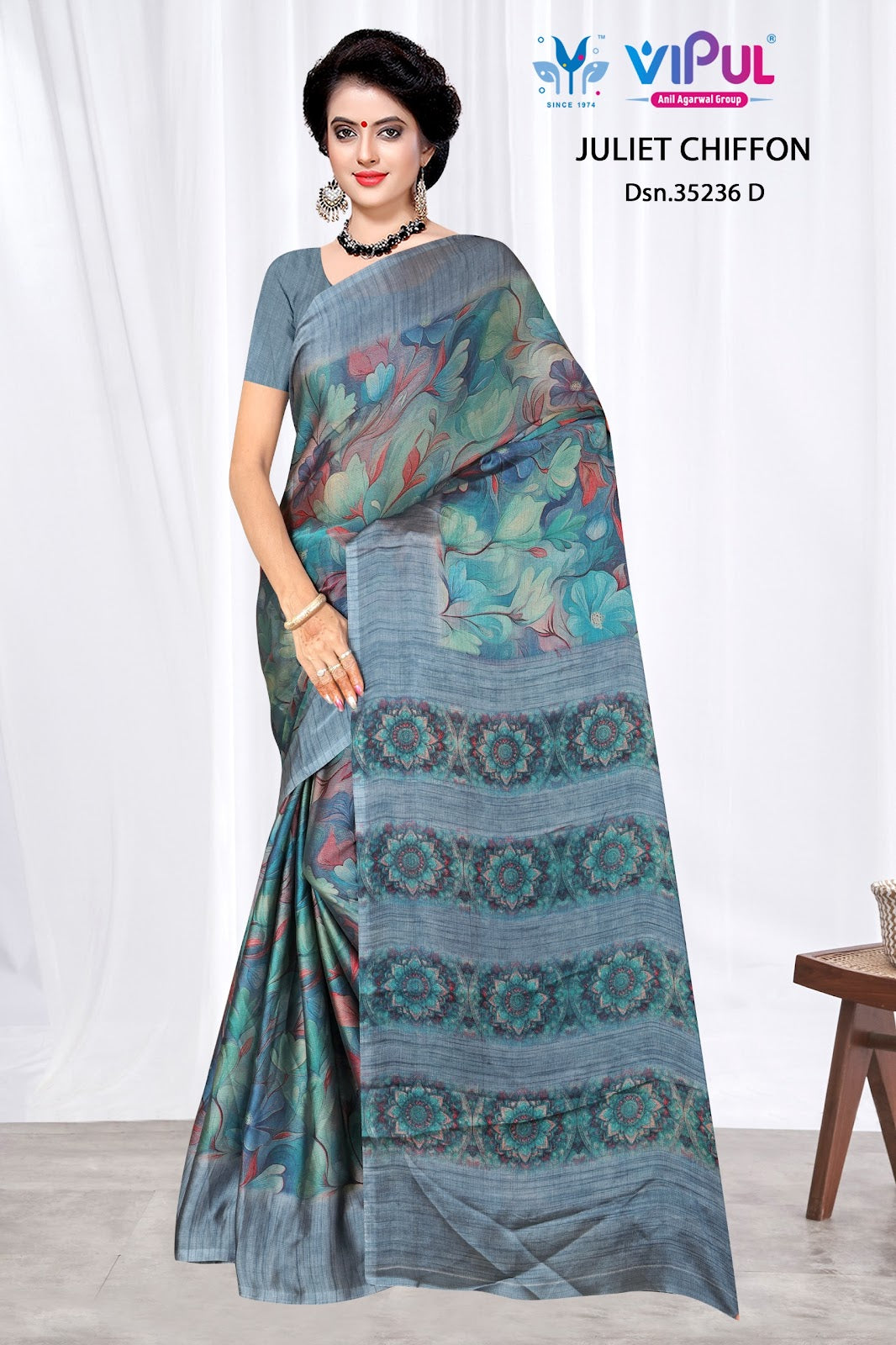 Design 35236 Vipul Chiffon Sarees Manufacturer Ahmedabad