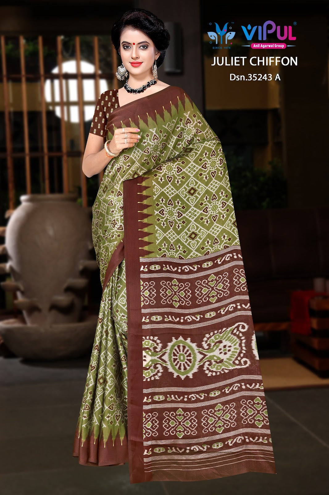 Design 35243 Vipul Chiffon Sarees Exporter Gujarat
