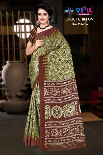 Design 35243 Vipul Chiffon Sarees Exporter Gujarat