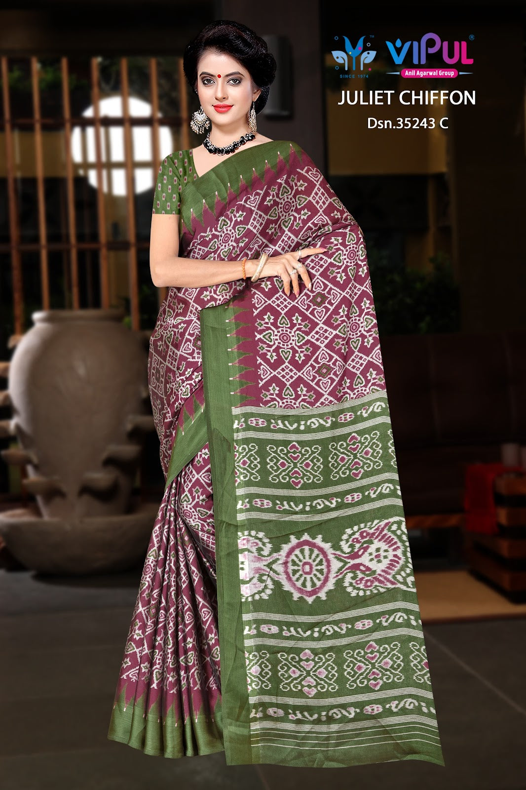 Design 35243 Vipul Chiffon Sarees Exporter Gujarat