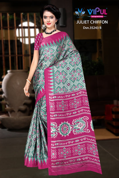 Design 35243 Vipul Chiffon Sarees Exporter Gujarat