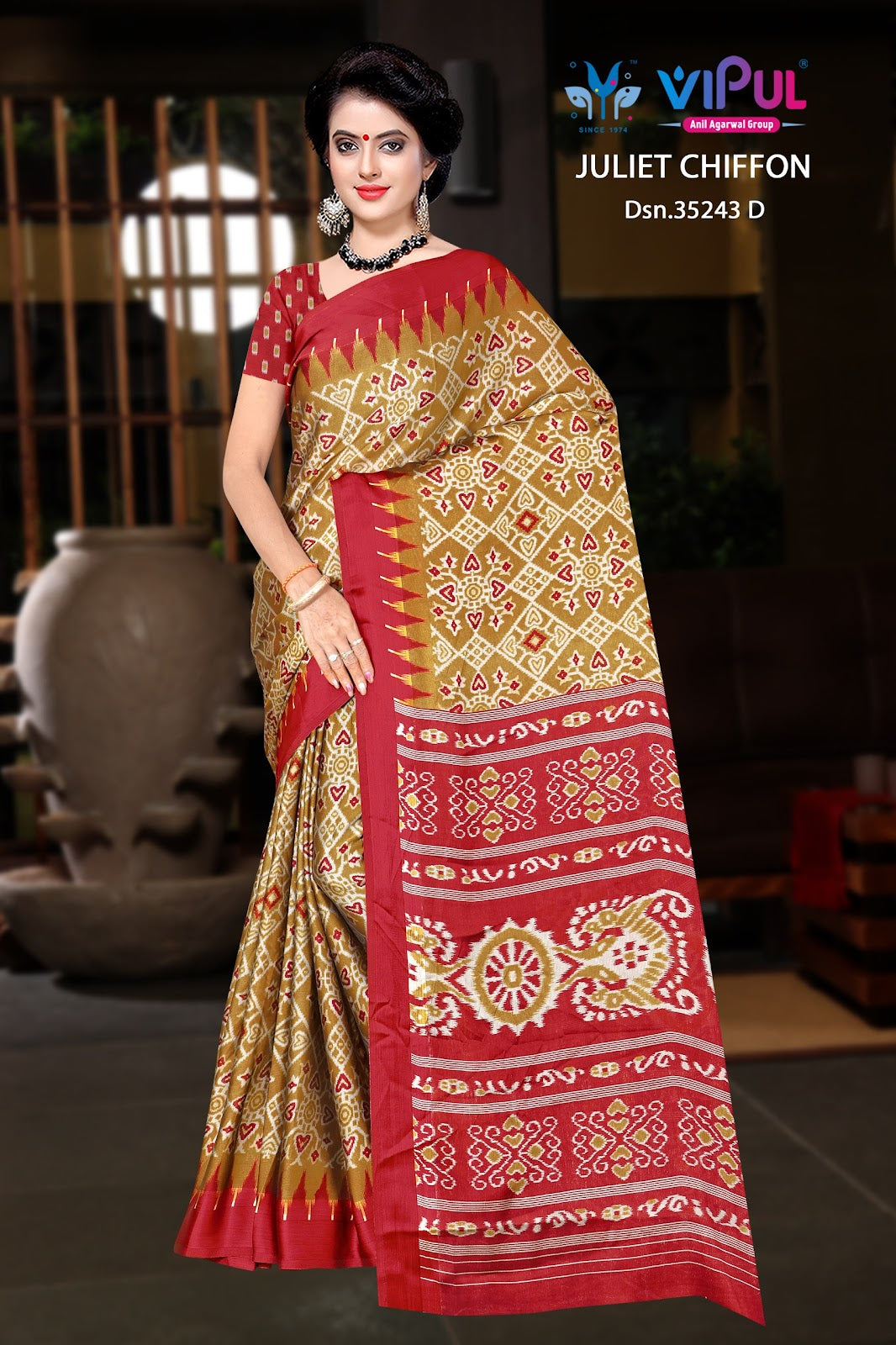 Design 35243 Vipul Chiffon Sarees Exporter Gujarat