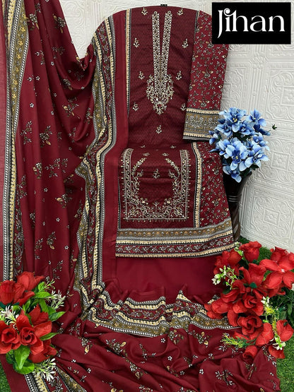 Design 3546-3547 A Jihan Karachi Salwar Suits Manufacturer Ahmedabad