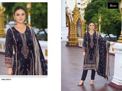 Design 3546-3547 A Jihan Karachi Salwar Suits Manufacturer Ahmedabad