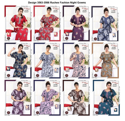 Design 3563-3566 Ruchee Fashion Alpine Night Gowns Supplier India