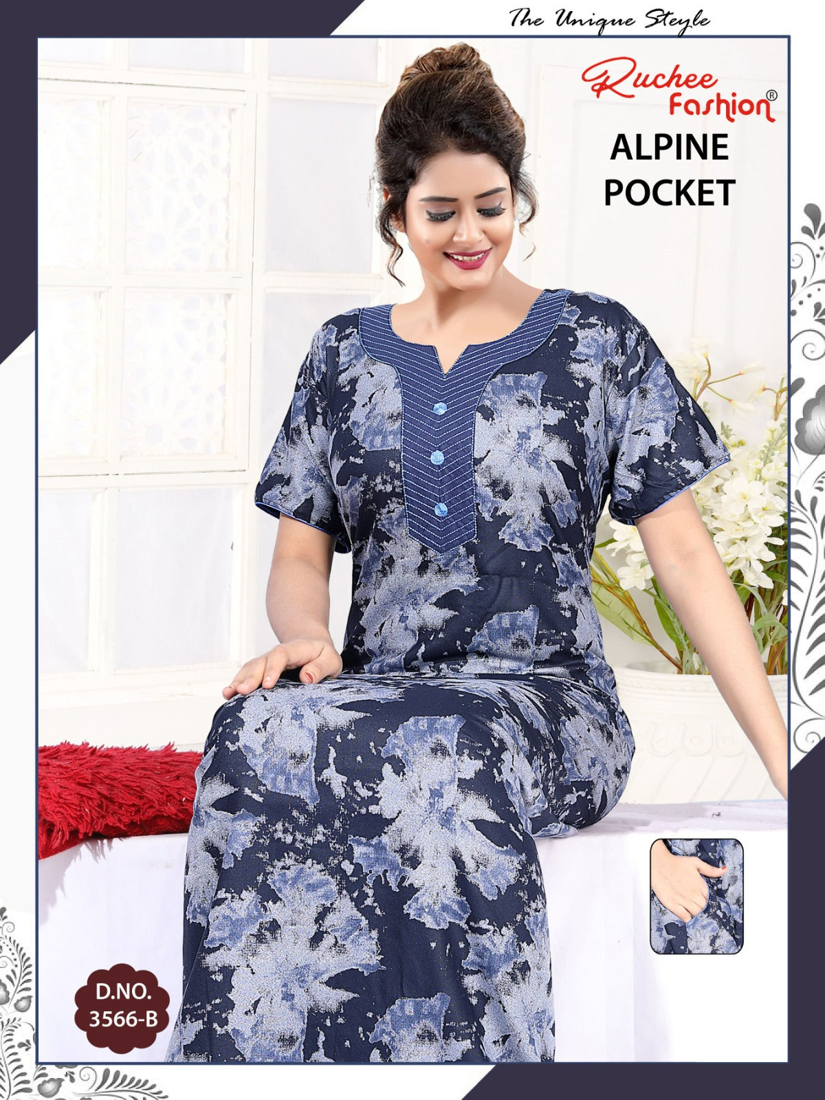 Design 3563-3566 Ruchee Fashion Alpine Night Gowns Supplier India