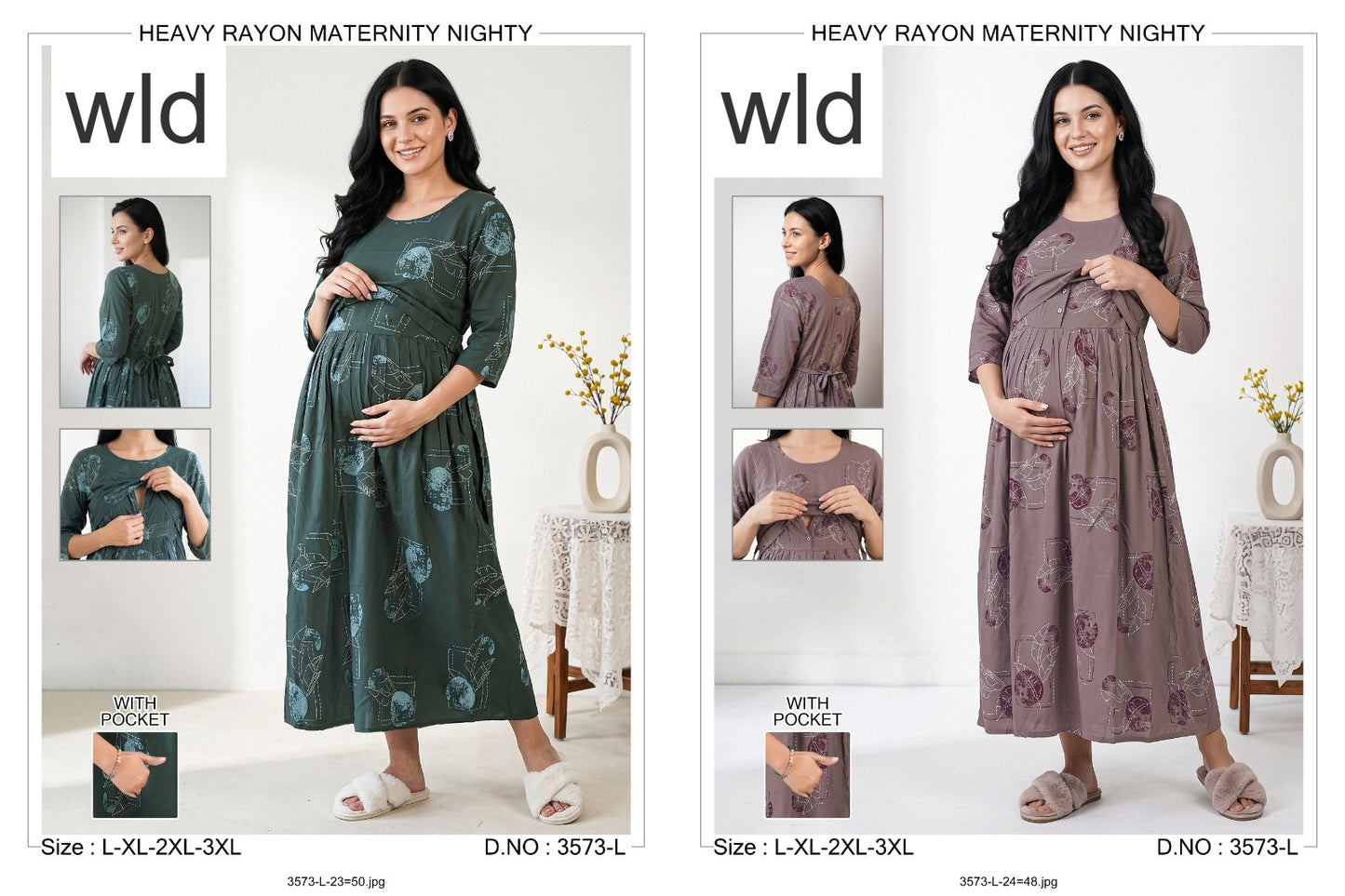 Design 3573 Wld Rayon Feeding Night Gown Manufacturer Gujarat