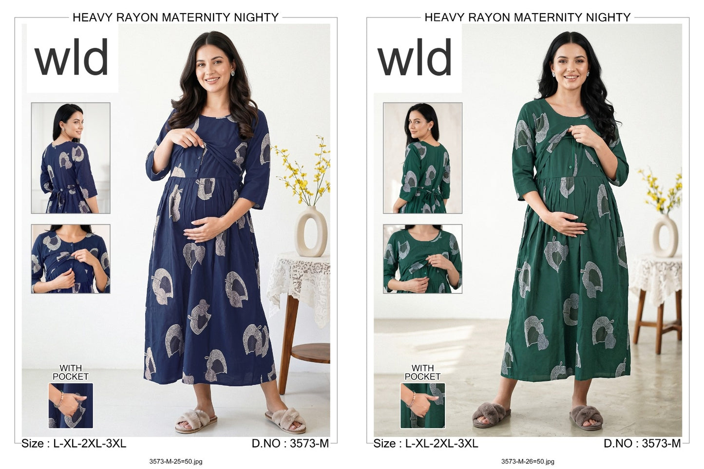 Design 3573 Wld Rayon Feeding Night Gown Manufacturer Gujarat