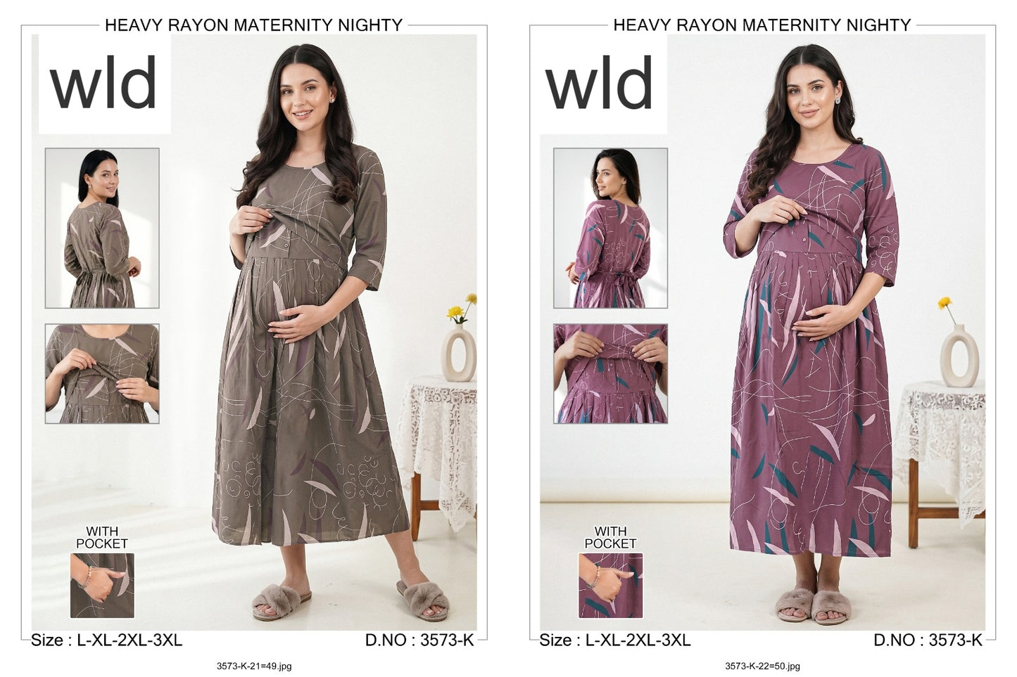 Design 3573 Wld Rayon Feeding Night Gown Manufacturer Gujarat
