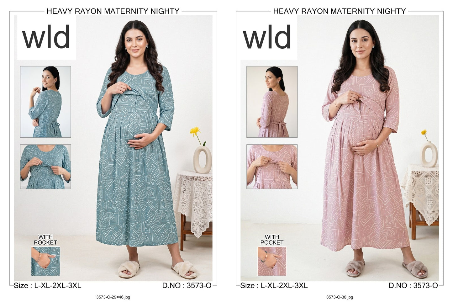 Design 3573 Wld Rayon Feeding Night Gown Manufacturer Gujarat