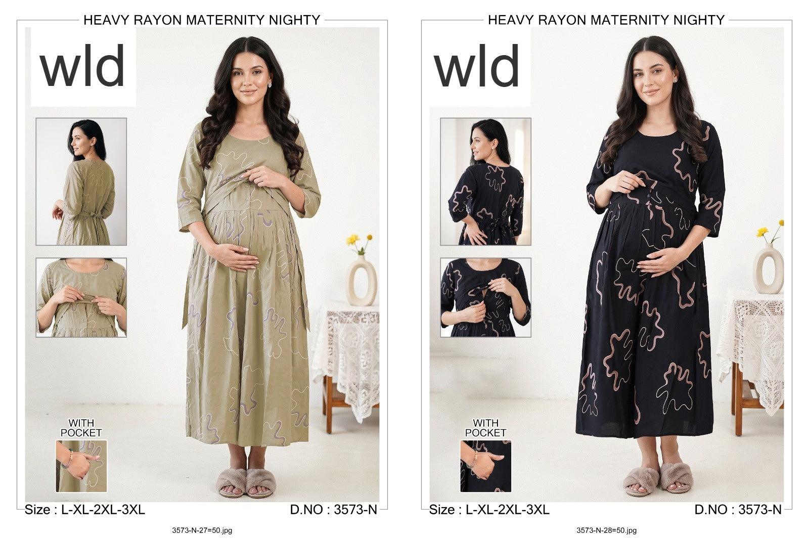 Design 3573 Wld Rayon Feeding Night Gown Manufacturer Gujarat