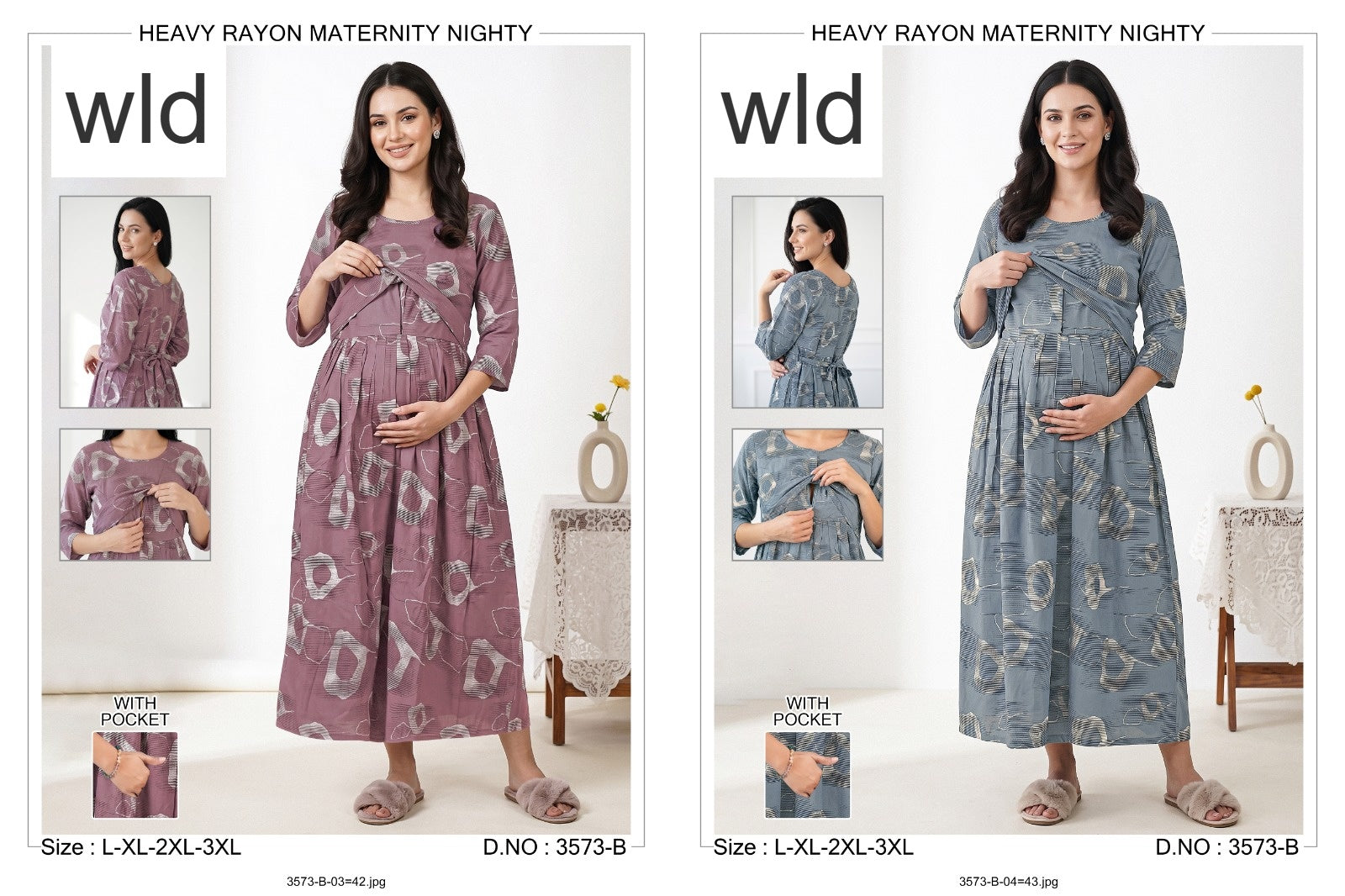 Design 3573 Wld Rayon Feeding Night Gown Manufacturer Gujarat