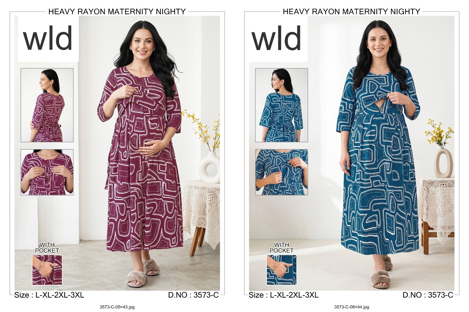 Design 3573 Wld Rayon Feeding Night Gown Manufacturer Gujarat