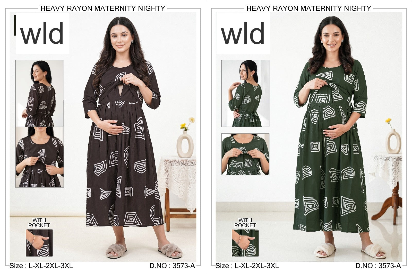 Design 3573 Wld Rayon Feeding Night Gown Manufacturer Gujarat