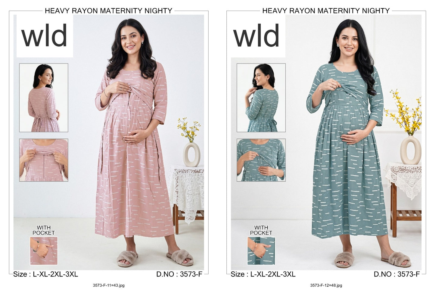 Design 3573 Wld Rayon Feeding Night Gown Manufacturer Gujarat