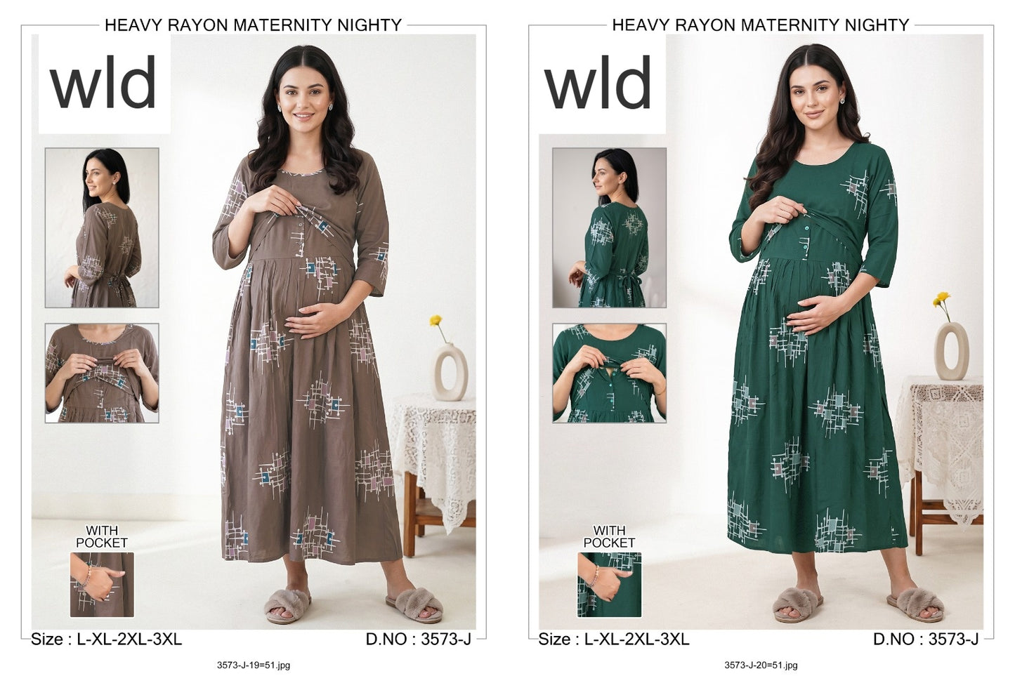 Design 3573 Wld Rayon Feeding Night Gown Manufacturer Gujarat