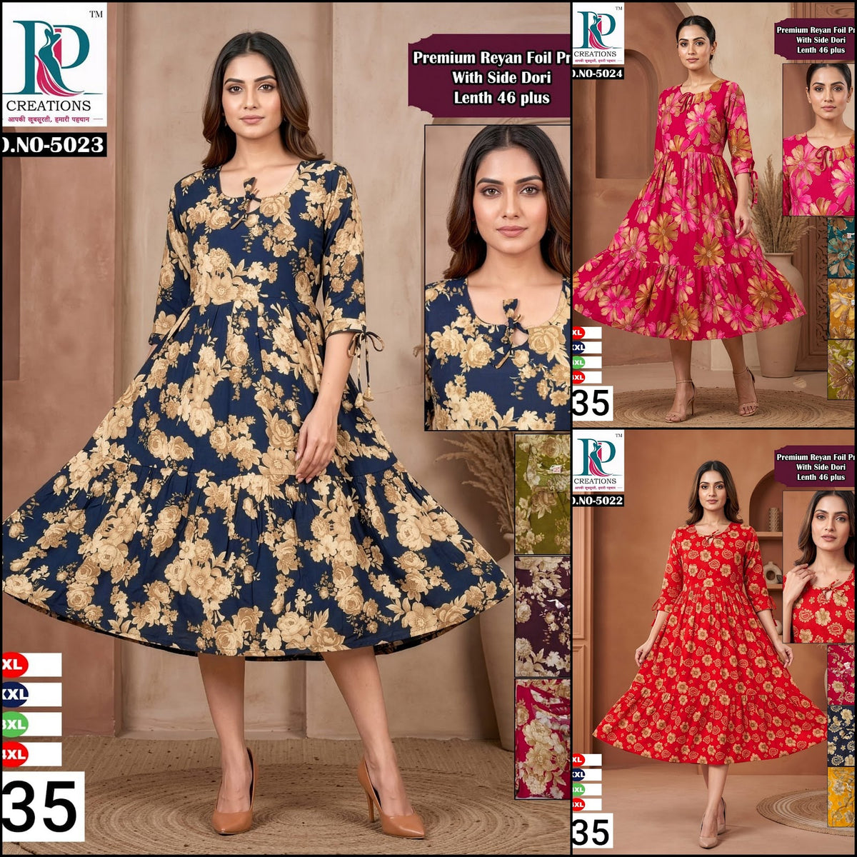Design 35 Rd Reyon Anarkali Kurtis Exporter India