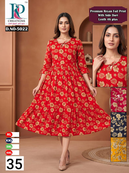 Design 35 Rd Reyon Anarkali Kurtis Exporter India