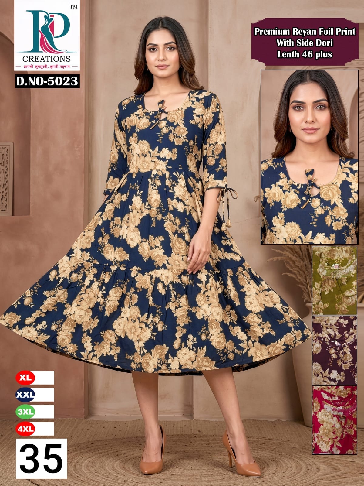 Design 35 Rd Reyon Anarkali Kurtis Exporter India