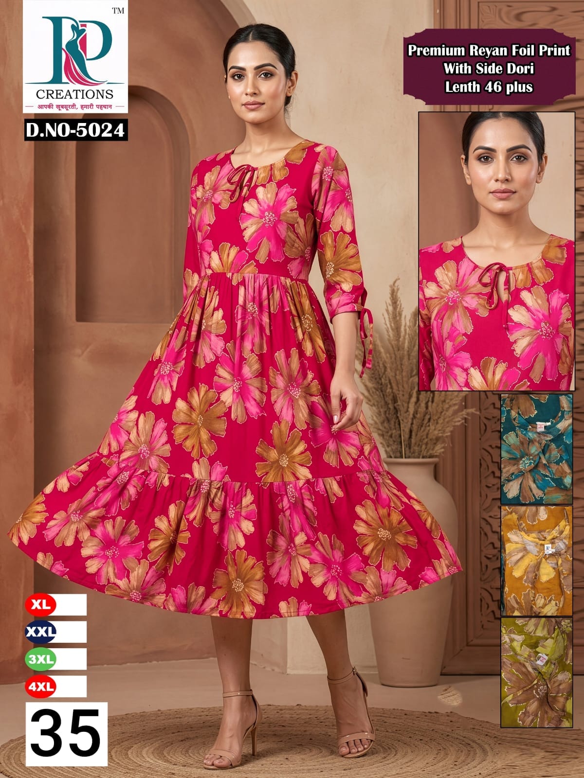 Design 35 Rd Reyon Anarkali Kurtis Exporter India