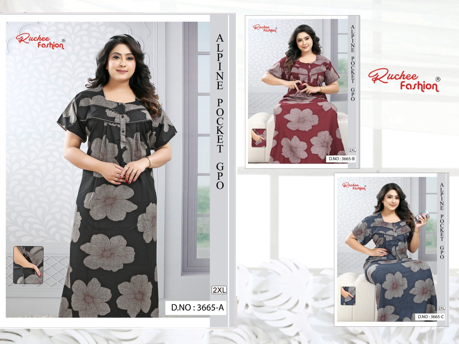 Design 3661-3671 Ruchee Fashion Alpine Night Gowns Wholesale Price